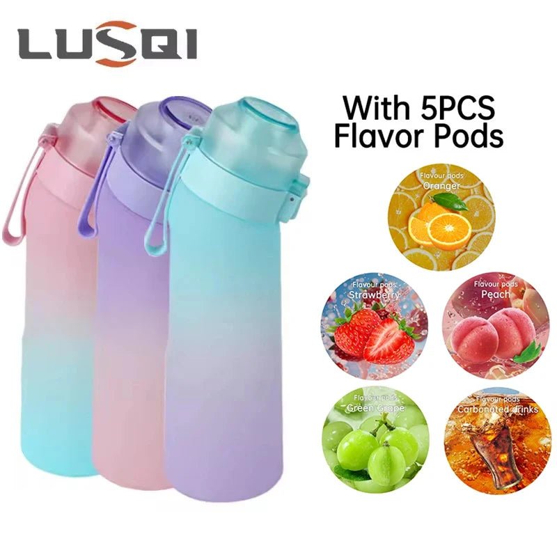 650ml Flavored Gradient Water Bottle Premium Gradient Collection With Five Flavor Pods And Straw - merch gone viral.