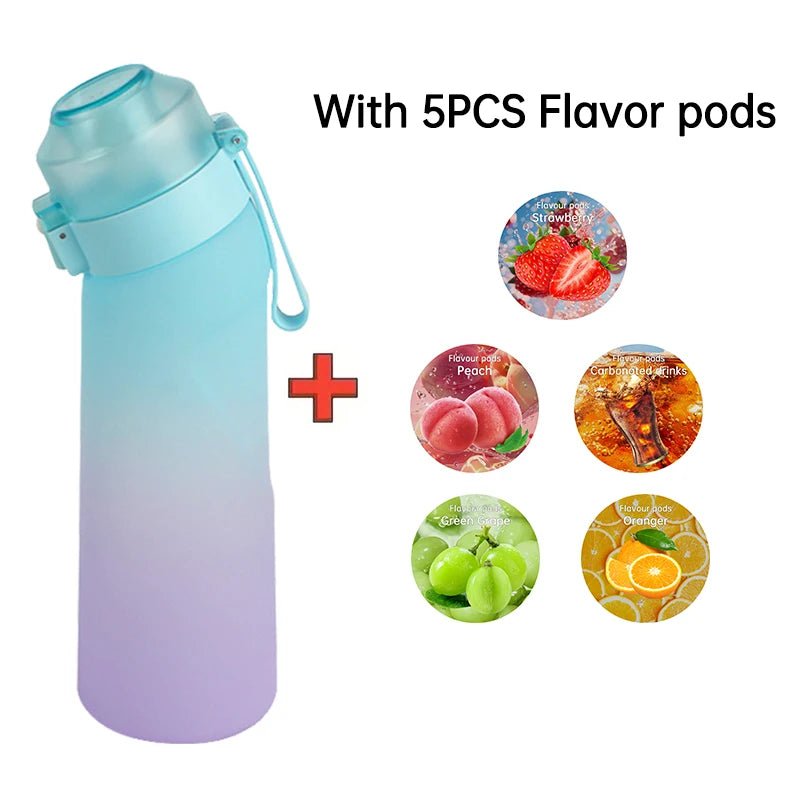 650ml Flavored Gradient Water Bottle Premium Gradient Collection With Five Flavor Pods And Straw - merch gone viral.