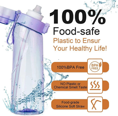 650ml Flavored Gradient Water Bottle Premium Gradient Collection With Five Flavor Pods And Straw - merch gone viral.
