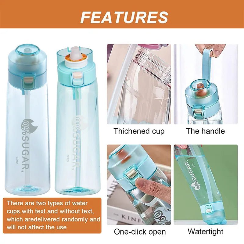 650ml Flavored Gradient Water Bottle Premium Gradient Collection With Five Flavor Pods And Straw - merch gone viral.