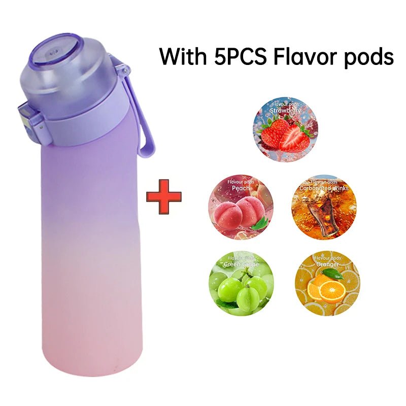 650ml Flavored Gradient Water Bottle Premium Gradient Collection With Five Flavor Pods And Straw - merch gone viral.
