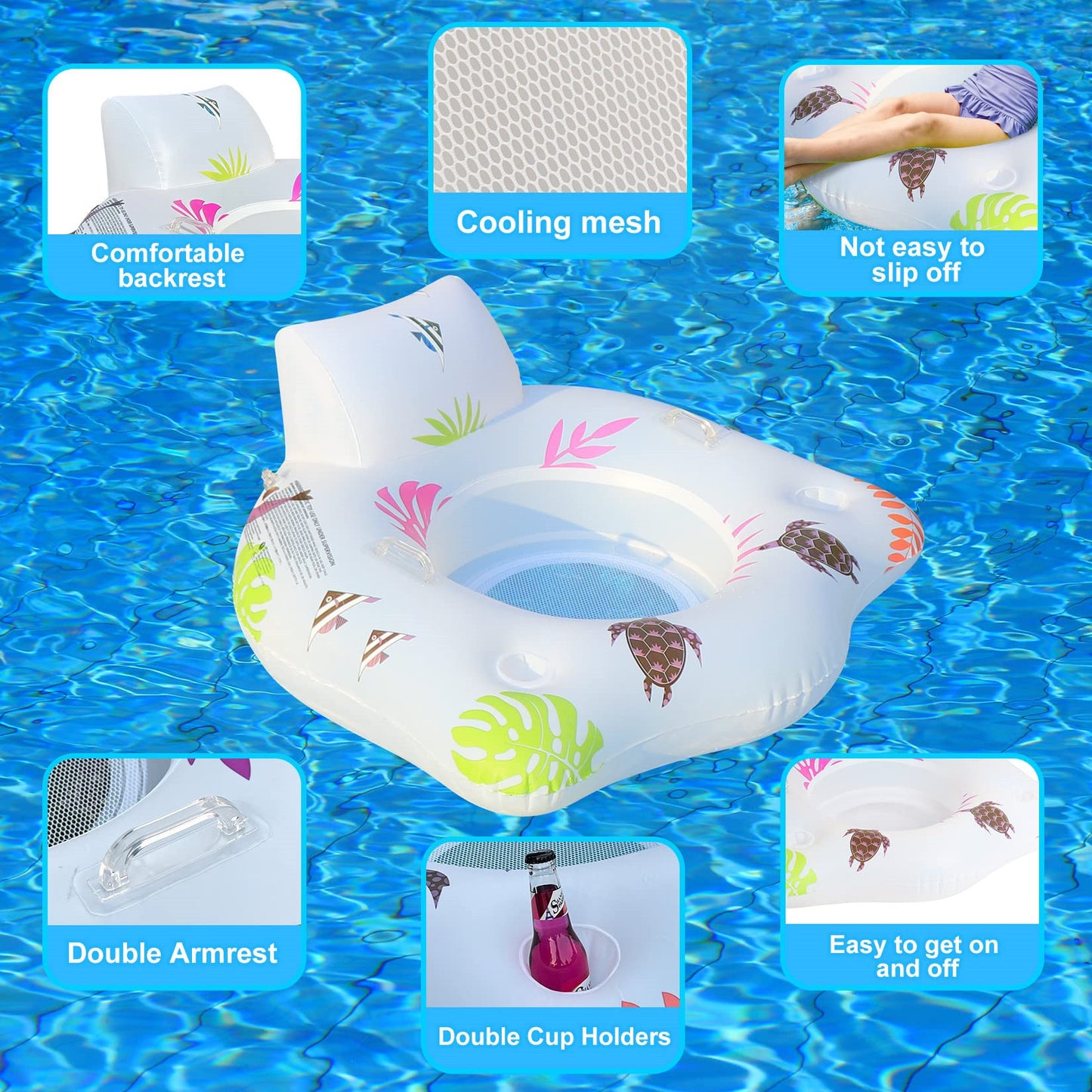 Inflatable Light Up Float Luminous U-shaped Seat Float