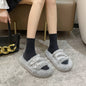 Leather Metal Fluffy Slippers Women's Outer Wear