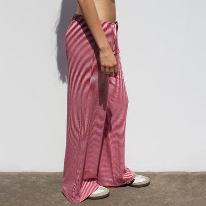 Your Luxury Striped Wide Leg Trousers In Premium Satin Deliver Everyday Glamour And Comfort.