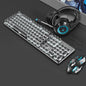 Retro Keyboard and Mouse Set with Metal Frame LED Backlit Wired USB 3