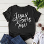 Soft Tee with Silk Cashmere Letter Print O-Neck for Women Comfort Fit