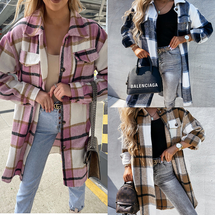 Plaid Shirt Lapel Collar Lightweight Breathable for Summer Layering