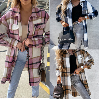 Plaid Shirt Lapel Collar Lightweight Breathable for Summer Layering