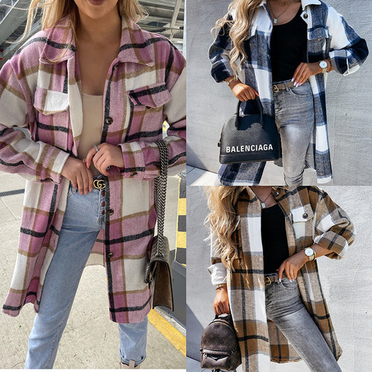 Plaid Shirt Lapel Collar Lightweight Breathable for Summer Layering