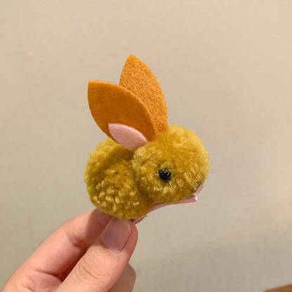 Soft Hair Barrettes for Kids with Bunny Wool Silhouette