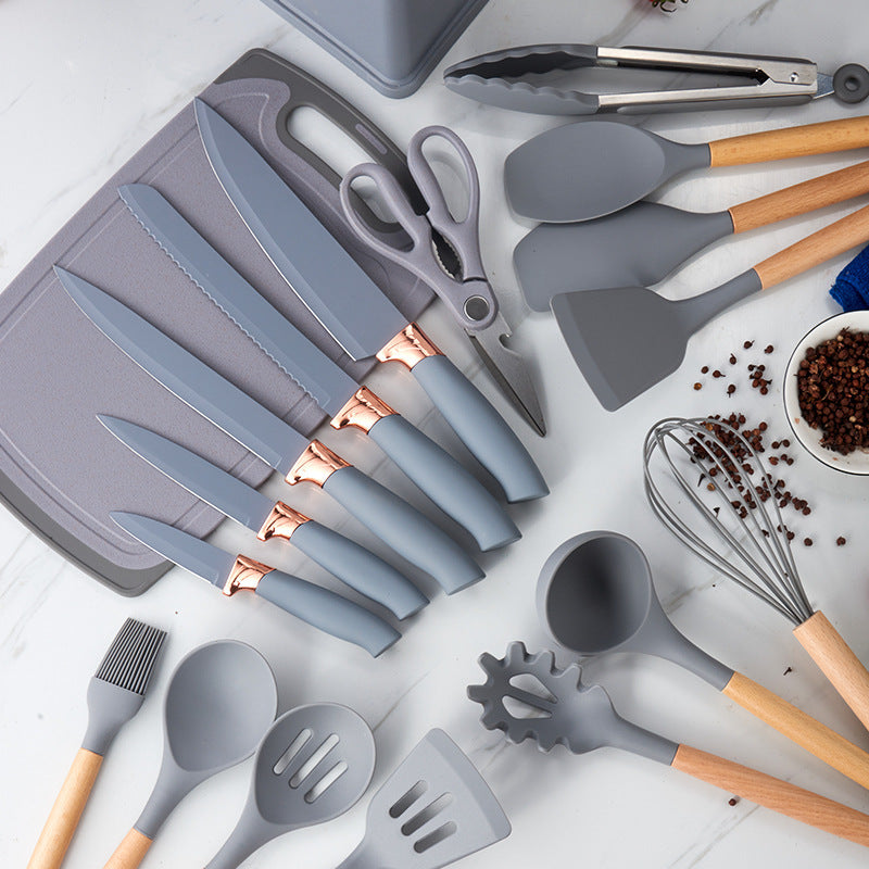 Ergonomic Stainless Steel Cookware Set with Wood and Silicone Handles