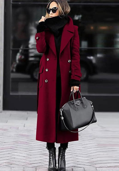 Women's Elegant Long Coat Extended Length for Winter Warmth with Thermal Lining