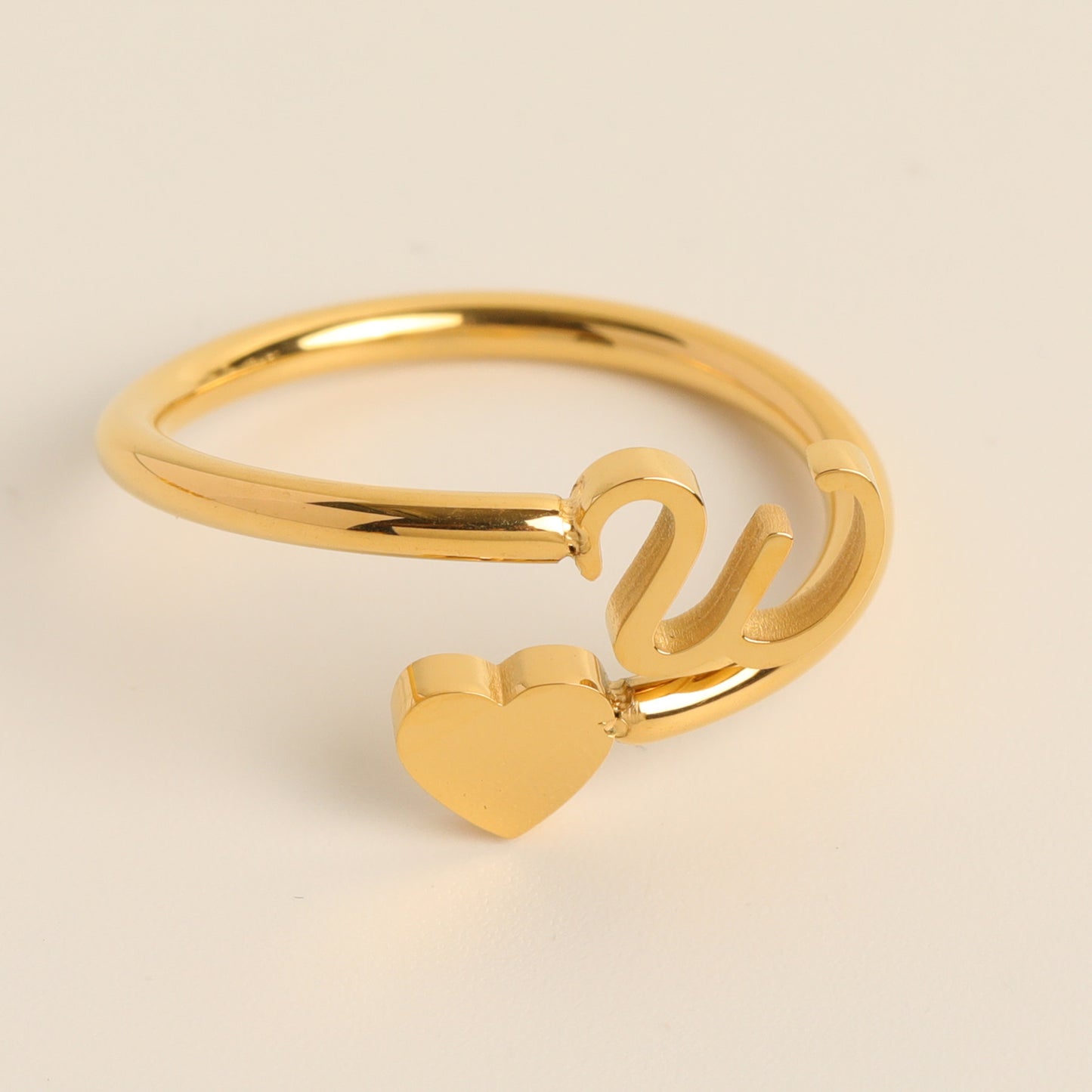 Durable Stainless Steel Ring with 18K Gold Plating and Initials