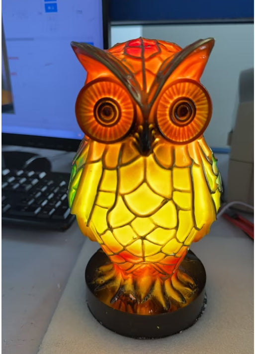Animal sculpture lamp owl night light bedside decor resin