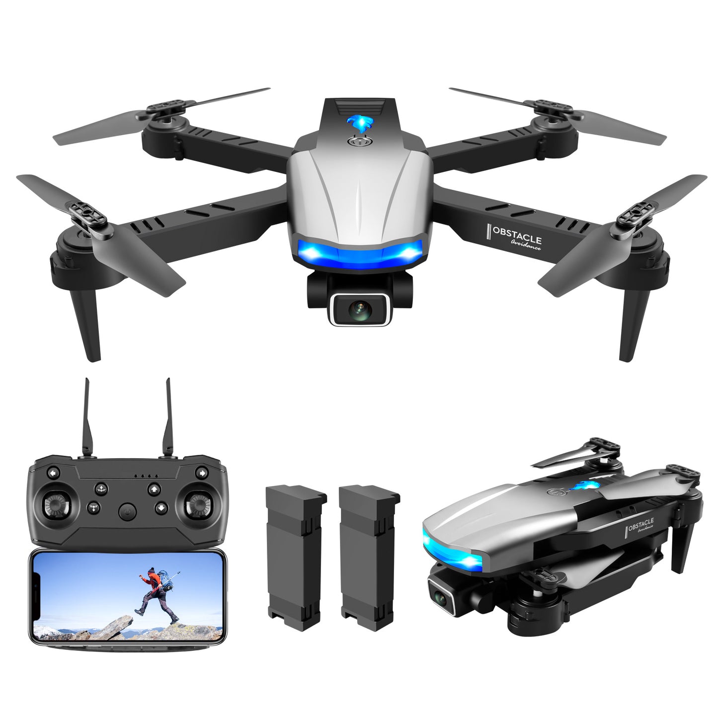 Wireless Drone with Dual 4K Cameras and Obstacle Avoidance