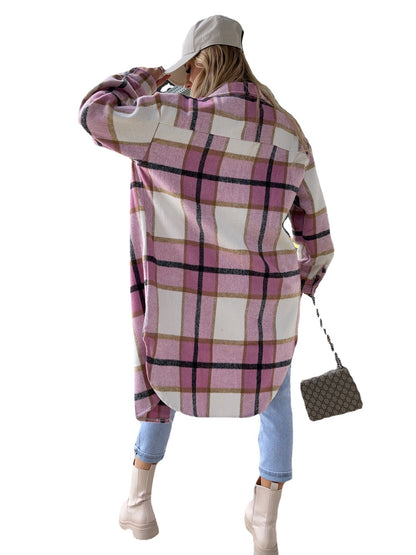 Plaid Shirt Lapel Collar Lightweight Breathable for Summer Layering