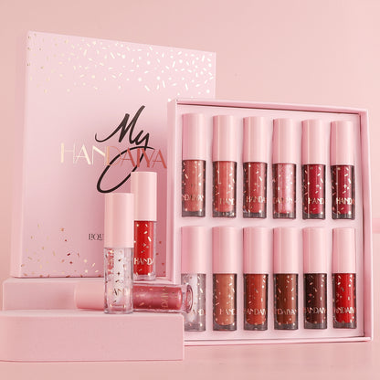 Waterproof Lip Gloss Set with 12 Color Transfer-Proof Finish