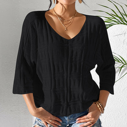 Soft Snug Loose Knit Sweater Top Effortless Geometric Pattern