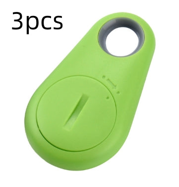 Green oval waterproof Bluetooth tracker with a gray key ring loop for locating keys.
