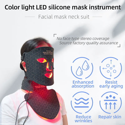 Light Therapy Anti Aging Facial Mask Neck Red Blue Light Household Skin Rejuvenation Mask