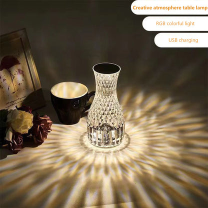 Luxe Crystal Vase Lamp USB Charging Romantic Bedside Diamond Table Lamp For Home Christmas Decor LED Lights