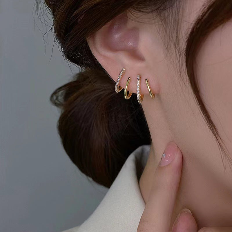 Radiant Earrings Diamond Four Claw Row Setting for Women Everyday Wear