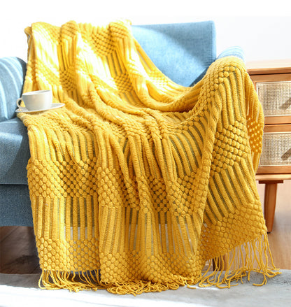Nordic Luxury Blanket Hotel Bed Throw Bed Runner Tassel Shawl Blanket Bed Tail Cloth Cover Blanket B & B Bed Towel Knitted Blanket