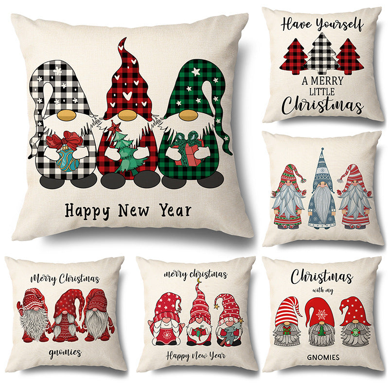 Christmas gnome pillow covers with festive holiday prints and hidden zipper closure