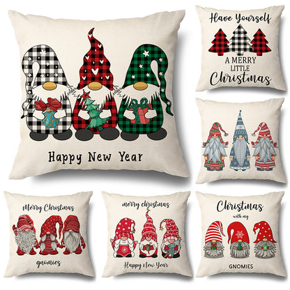 Christmas gnome pillow covers with festive holiday prints and hidden zipper closure