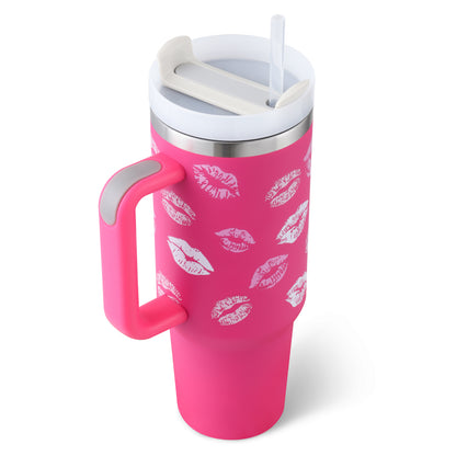 Insulated Tumbler 40 Oz With Handle And Straw For Coffee And Tea
