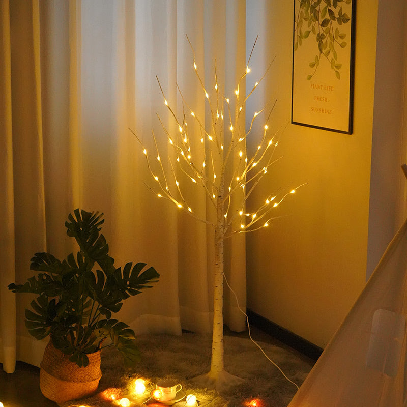 Plastic LED Christmas Scene Lights Birch Silhouette with 120 Cm Length and 64 LEDs and Bendable Design and 4.5V Power