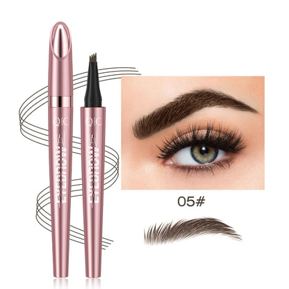 Waterproof Eyebrow Pencil with Four Fork Tip for Precise Natural Brow Shape and Long Wear