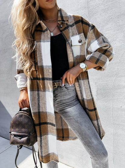 Plaid Shirt Lapel Collar Lightweight Breathable for Summer Layering