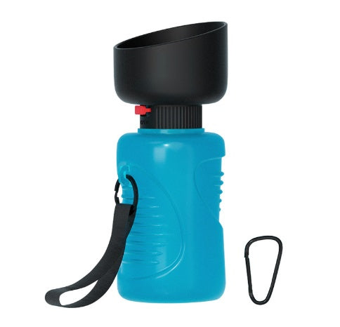 Dog Water Bottle HDPE Foldable with Integrated Silicone Travel Bowl and Leak Proof Top Buckle
