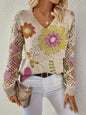 Textured Knit Long Sleeve Pullover For Spring And Autumn Regular Fit