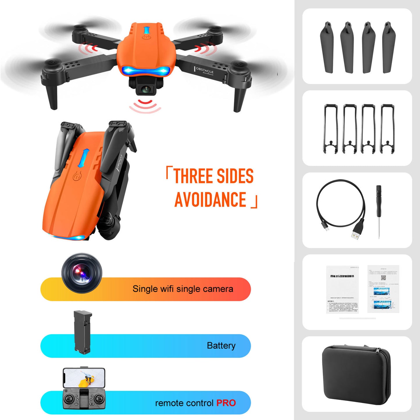 Foldable 4K Dual Camera Drone with Remote Control and Obstacle Avoidance for Aerial Cinematography