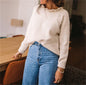 Soft Knit Sweater in Relaxed Fit with Enhanced Ease and Ruffle Neck