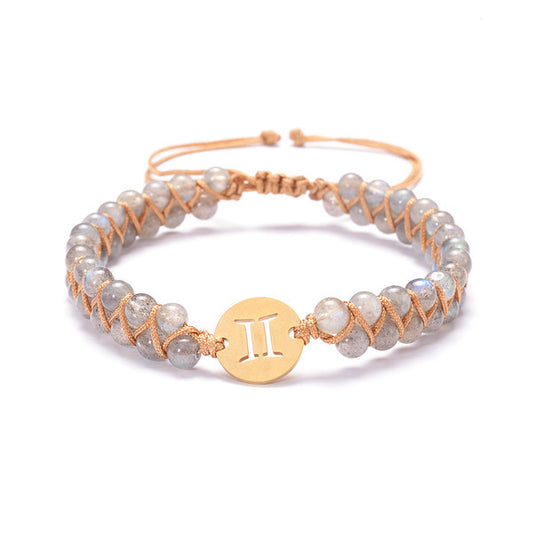 Beautiful Zodiac Sign Handwoven Natural Birthstone Unisex Bracelets