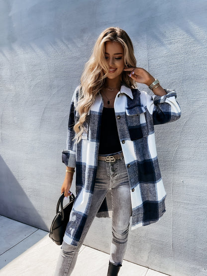 Plaid Shirt Lapel Collar Lightweight Breathable for Summer Layering