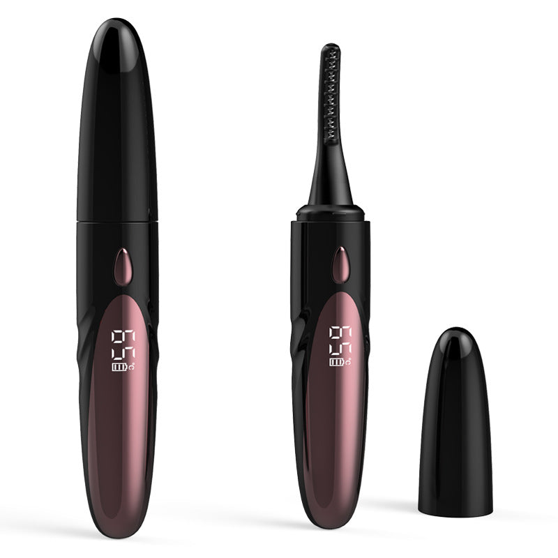 Heated eyelash curler with digital display and protective cap