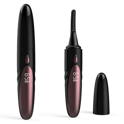 Heated eyelash curler with digital display and protective cap