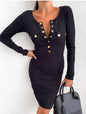 Women's Elegant Fitted Long Sleeve Dress - Fashionable Bodycon Dress