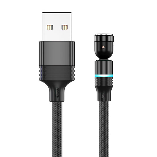 Magnetic USB C cable with 540 degree rotating connector and braided nylon cord
