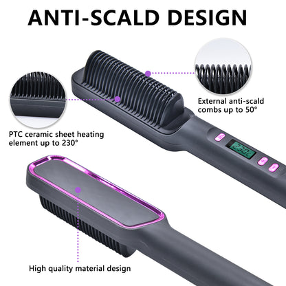 Wireless Hair Straightening And Curling Comb Tourmaline Ceramic Heating
