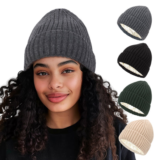 Soft Knit Hat with Satin Finish for All Outfits Warmth and Everyday Comfort for All Seasons
