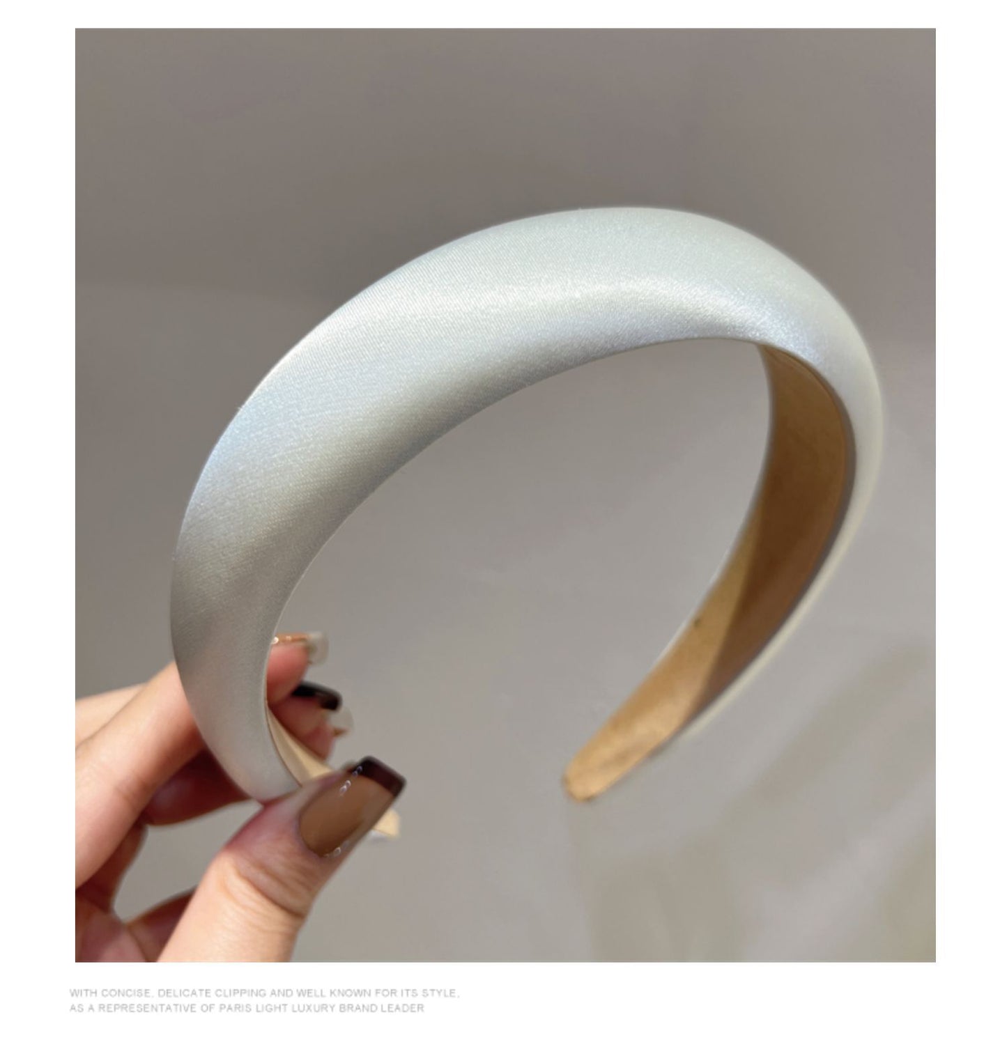 Retro Headband with Silk Gloss Texture Champagne Mint Mambo Accent