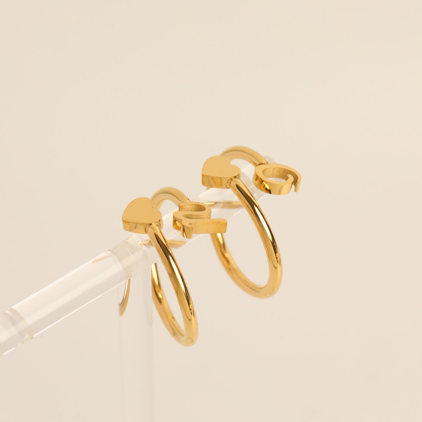 Durable Stainless Steel Ring with 18K Gold Plating and Initials