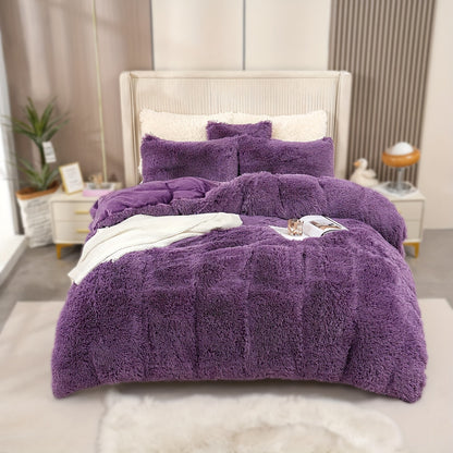4PCs Plush Duvet Cover Set Luxury Ultra Soft Velvet Duvet