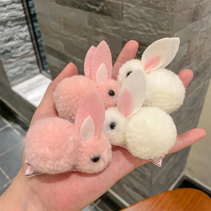 Soft Hair Barrettes for Kids with Bunny Wool Silhouette