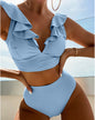 Lace Deep V-Neck Split Swimsuit Bikini - Elegant Two-Piece Beach Swimwear